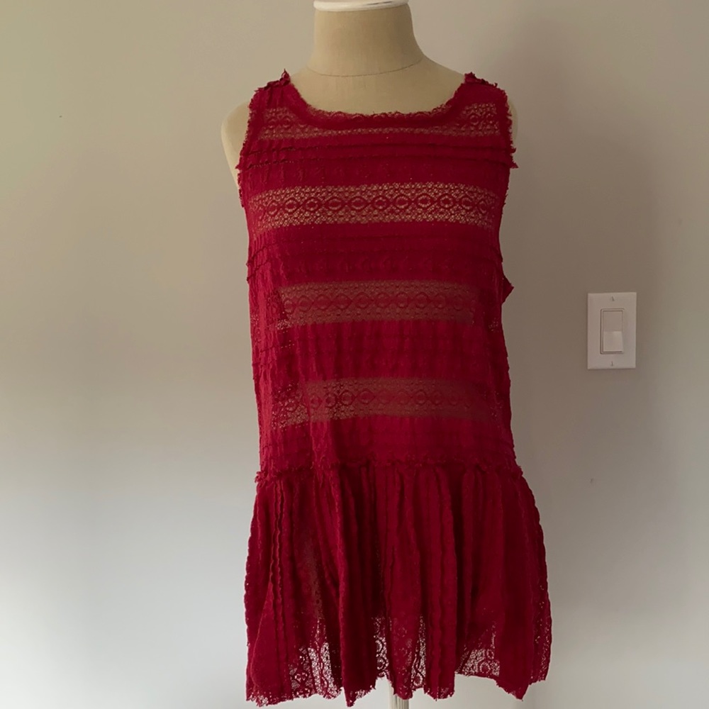 Free People red lace tunic S